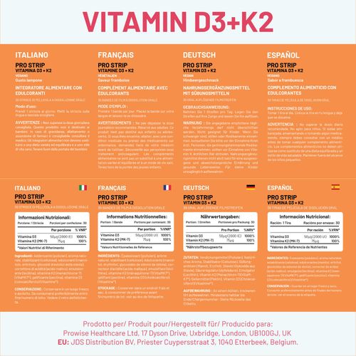 PROSTRIP®️ Vitamin D3 + K2 – 30 Oral Vegan Strips