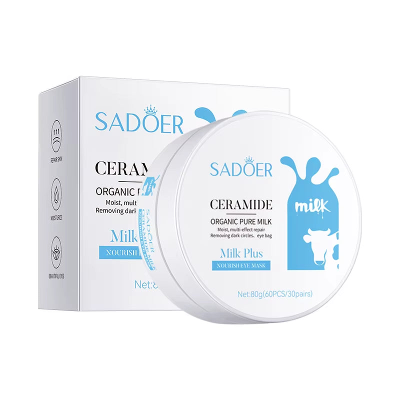 SADOER 60-Piece Milk Crystal Collagen Eye Mask for Firming, Dark Circle Reduction, and Moisturizing Eye Care