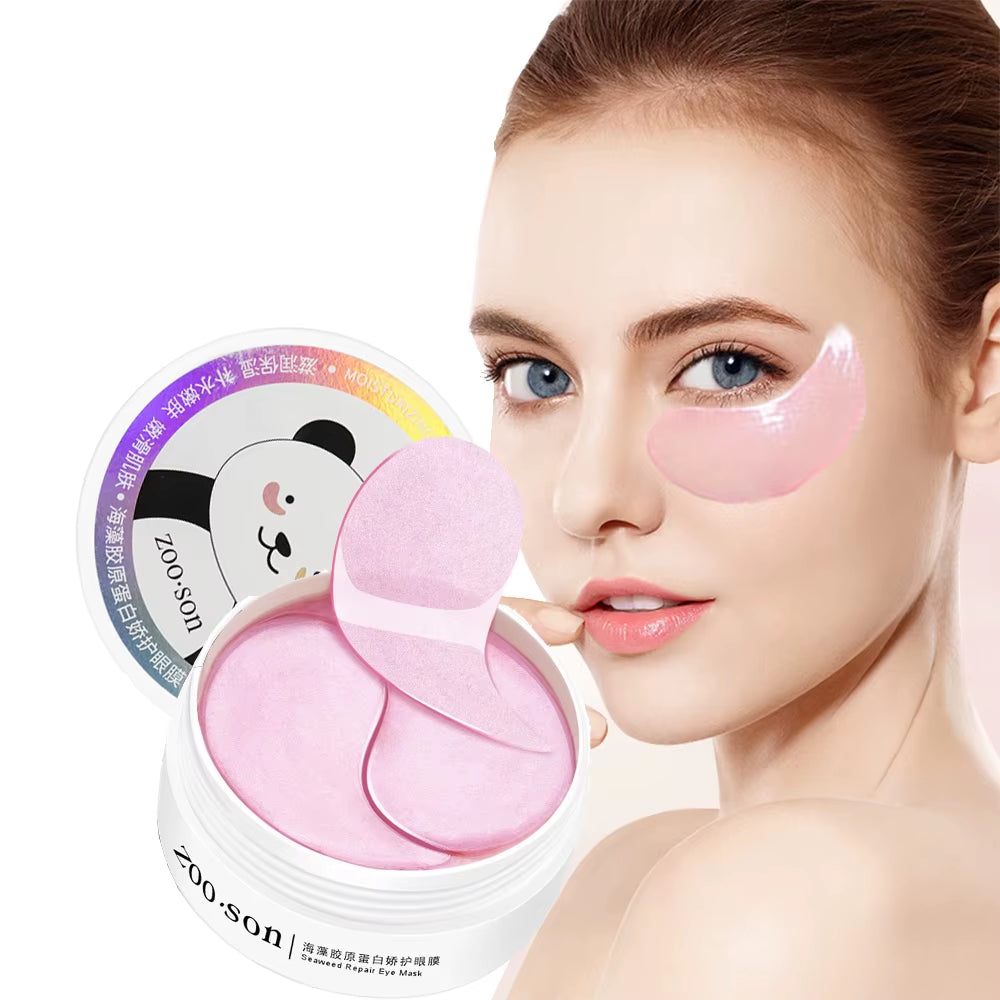 60-Piece Hydrogel Eye Patches with Seaweed Collagen for Reducing Dark Circles and Edema