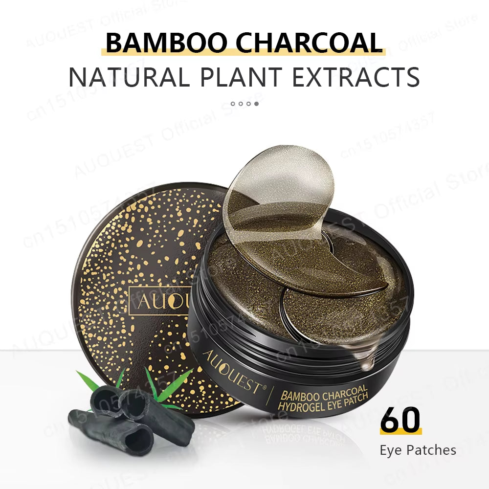 60-Pack Bamboo Charcoal Collagen Eye Masks for Dark Circle Reduction and Eye Bag Treatment - Moisturizing and Firming Skin Care Patches