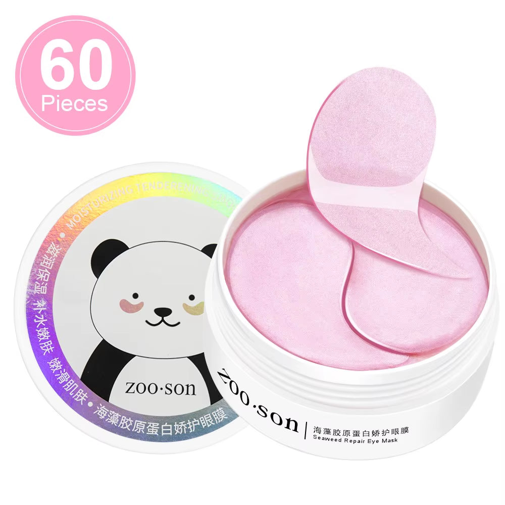 60-Piece Hydrogel Eye Patches with Seaweed Collagen for Reducing Dark Circles and Edema