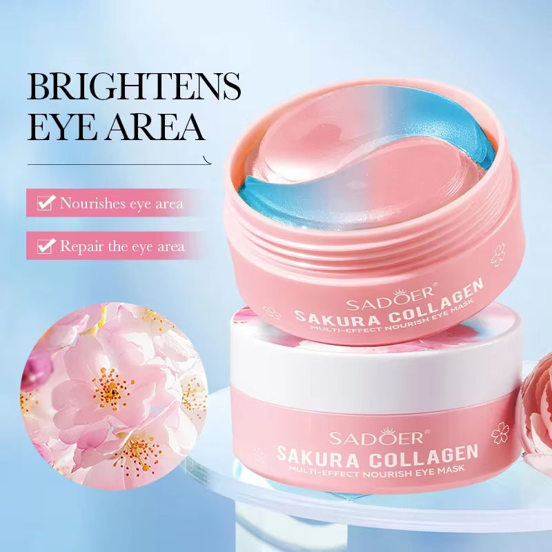 SADOER Sakura Collagen Eye Masks - 60 Pcs Anti-Dark Circles and Eye Bag Treatment, Moisturizing and Firming Eye Patches for Skin Care