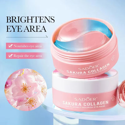 SADOER Sakura Collagen Eye Masks - 60 Pcs Anti-Dark Circles and Eye Bag Treatment, Moisturizing and Firming Eye Patches for Skin Care