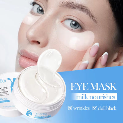 SADOER 60-Piece Milk Crystal Collagen Eye Mask for Firming, Dark Circle Reduction, and Moisturizing Eye Care