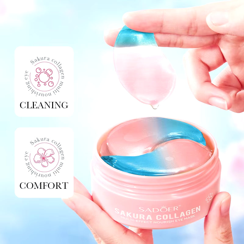 SADOER Sakura Collagen Eye Masks - 60 Pcs Anti-Dark Circles and Eye Bag Treatment, Moisturizing and Firming Eye Patches for Skin Care