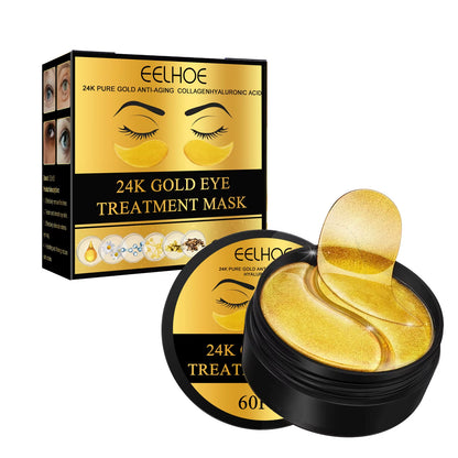 24K Gold Hyaluronic Acid Eye Mask for Dark Circle Reduction and Collagen Enhancement