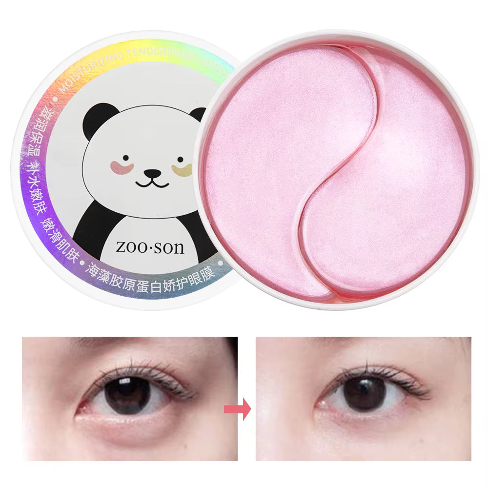 60-Piece Hydrogel Eye Patches with Seaweed Collagen for Reducing Dark Circles and Edema