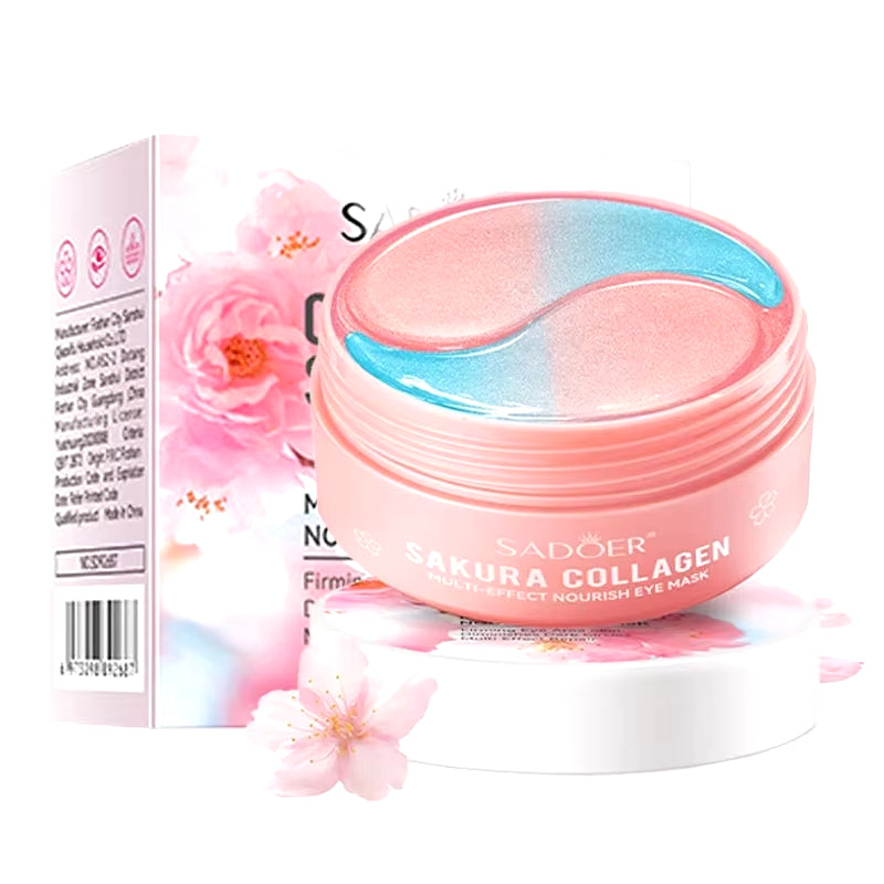 SADOER Sakura Collagen Eye Masks - 60 Pcs Anti-Dark Circles and Eye Bag Treatment, Moisturizing and Firming Eye Patches for Skin Care