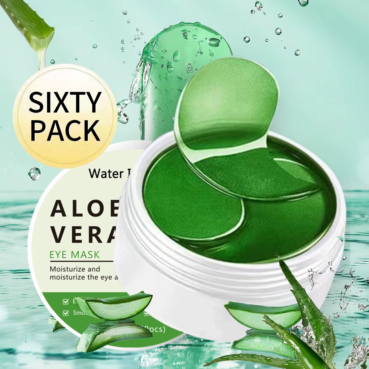 60-Piece Aloe Vera Collagen Eye Mask for Dark Circle Reduction and Moisturizing Firming Treatment