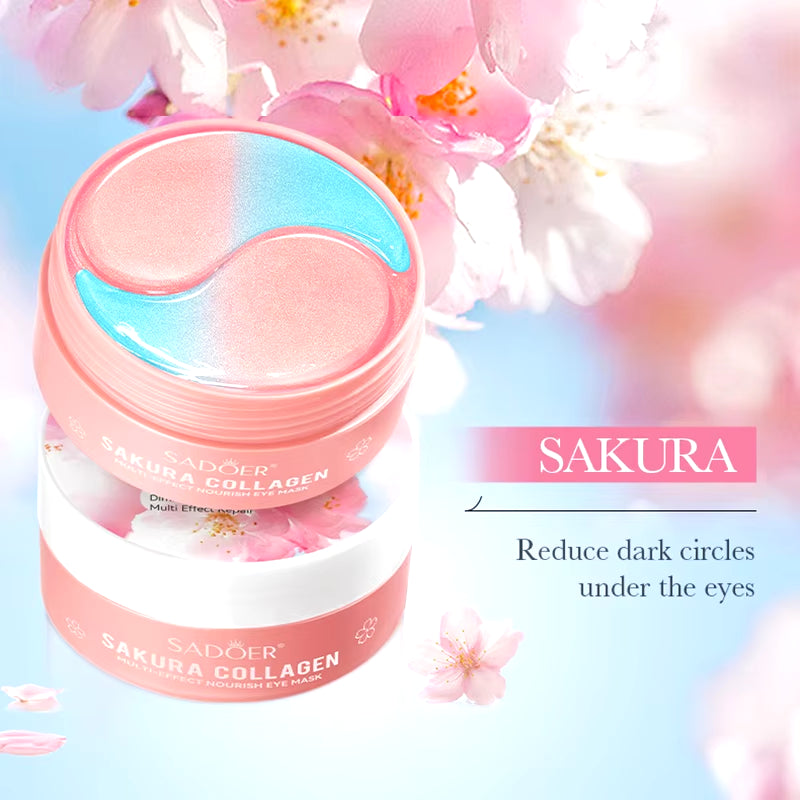 SADOER Sakura Collagen Eye Masks - 60 Pcs Anti-Dark Circles and Eye Bag Treatment, Moisturizing and Firming Eye Patches for Skin Care